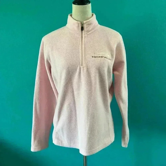 Squaw Valley Pink Quarter Zip Fleece Sweatshirt Athleisure Womens Size M - Picture 1 of 5